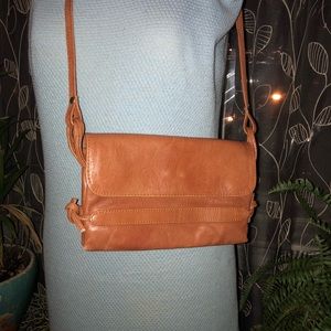 Tan leather crossbody purse